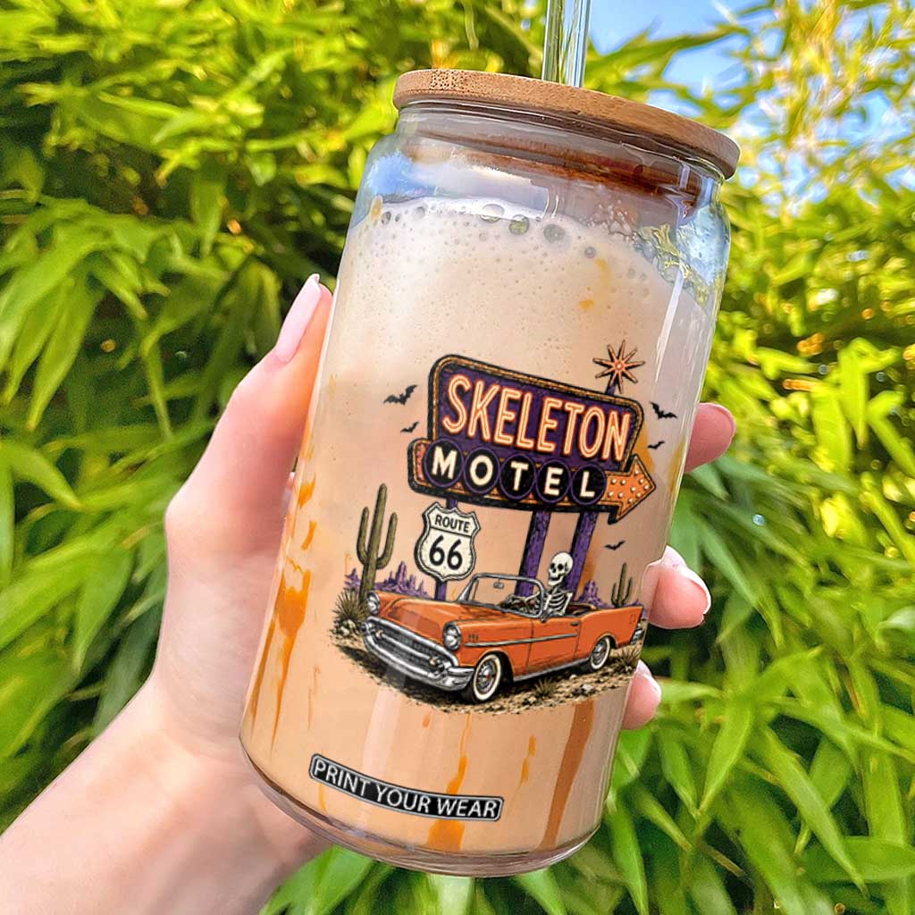 Skeleton Motel Halloween Route Highway 66 Glass Can Spooky Road Trip