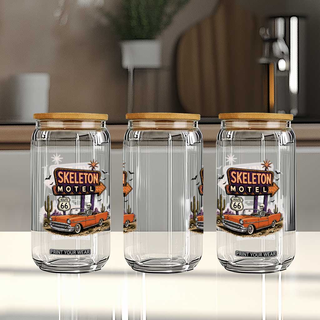 Skeleton Motel Halloween Route Highway 66 Glass Can Spooky Road Trip