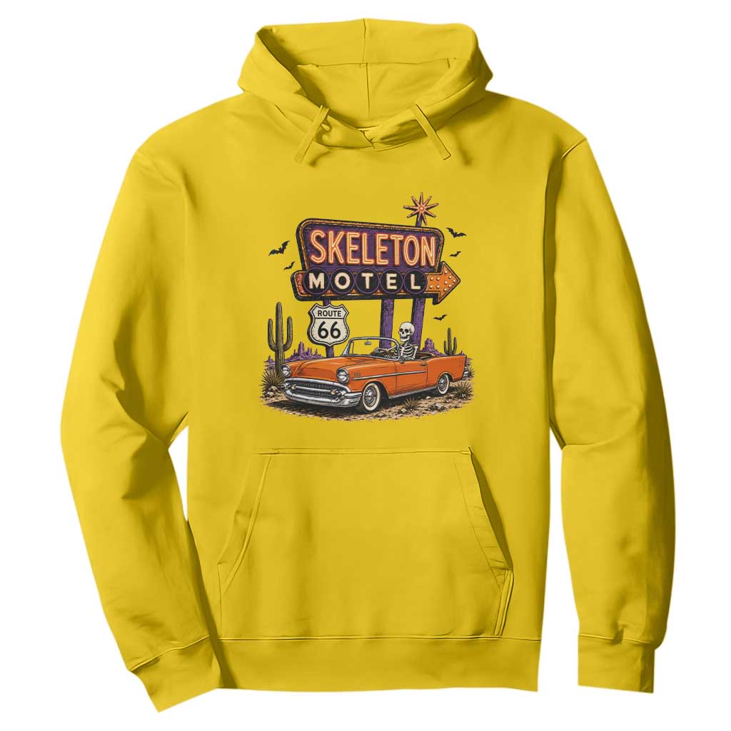 Skeleton Motel Halloween Route Highway 66 Hoodie Spooky Road Trip