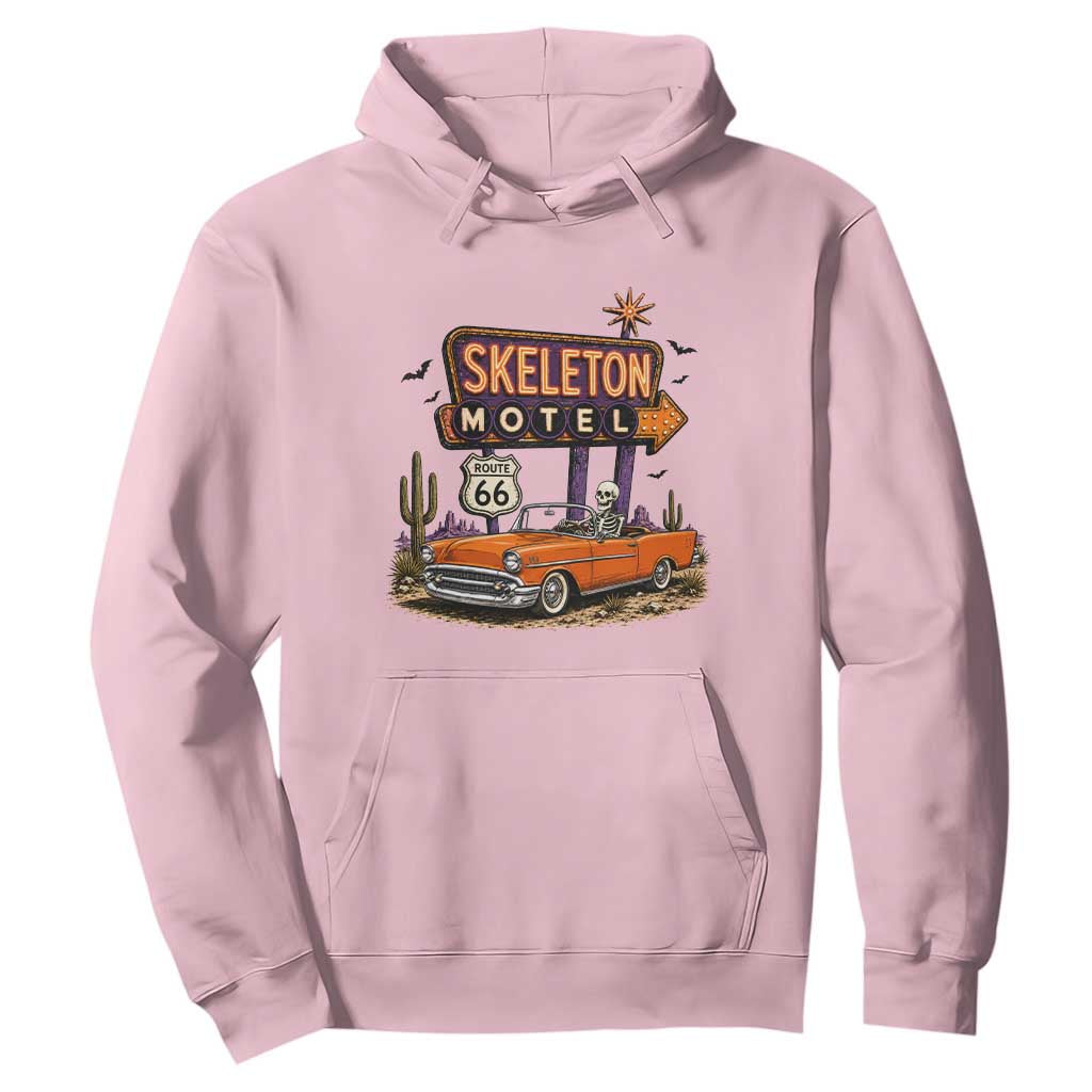 Skeleton Motel Halloween Route Highway 66 Hoodie Spooky Road Trip