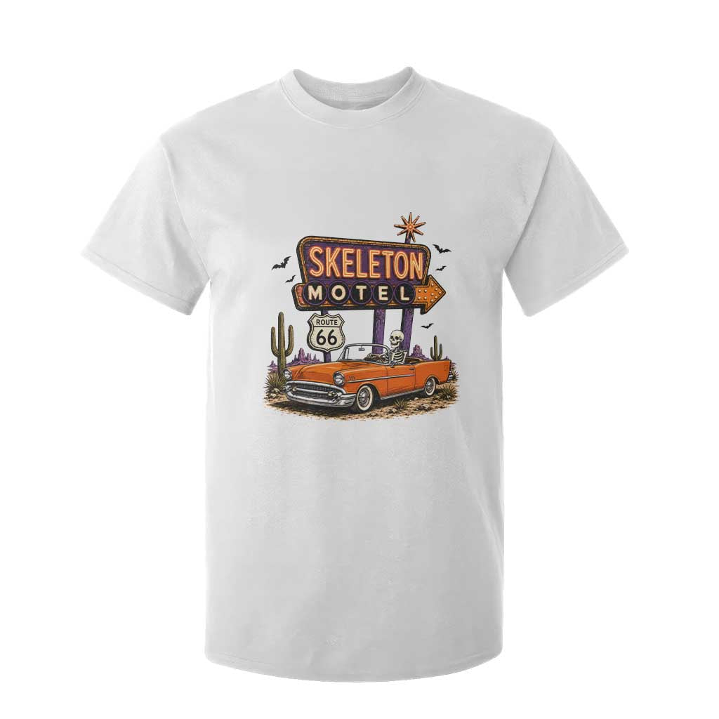 Skeleton Motel Halloween Route Highway 66 T Shirt For Kid Spooky Road Trip