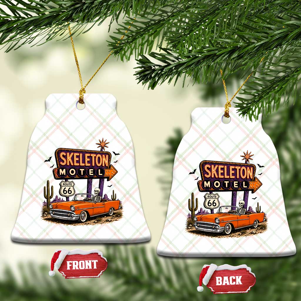 Skeleton Motel Halloween Route Highway 66 Ceramic Ornament Spooky Road Trip
