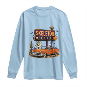 Skeleton Motel Halloween Route Highway 66 Long Sleeve Shirt Spooky Road Trip