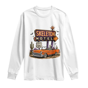 Skeleton Motel Halloween Route Highway 66 Long Sleeve Shirt Spooky Road Trip