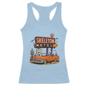 Skeleton Motel Halloween Route Highway 66 Racerback Tank Top Spooky Road Trip