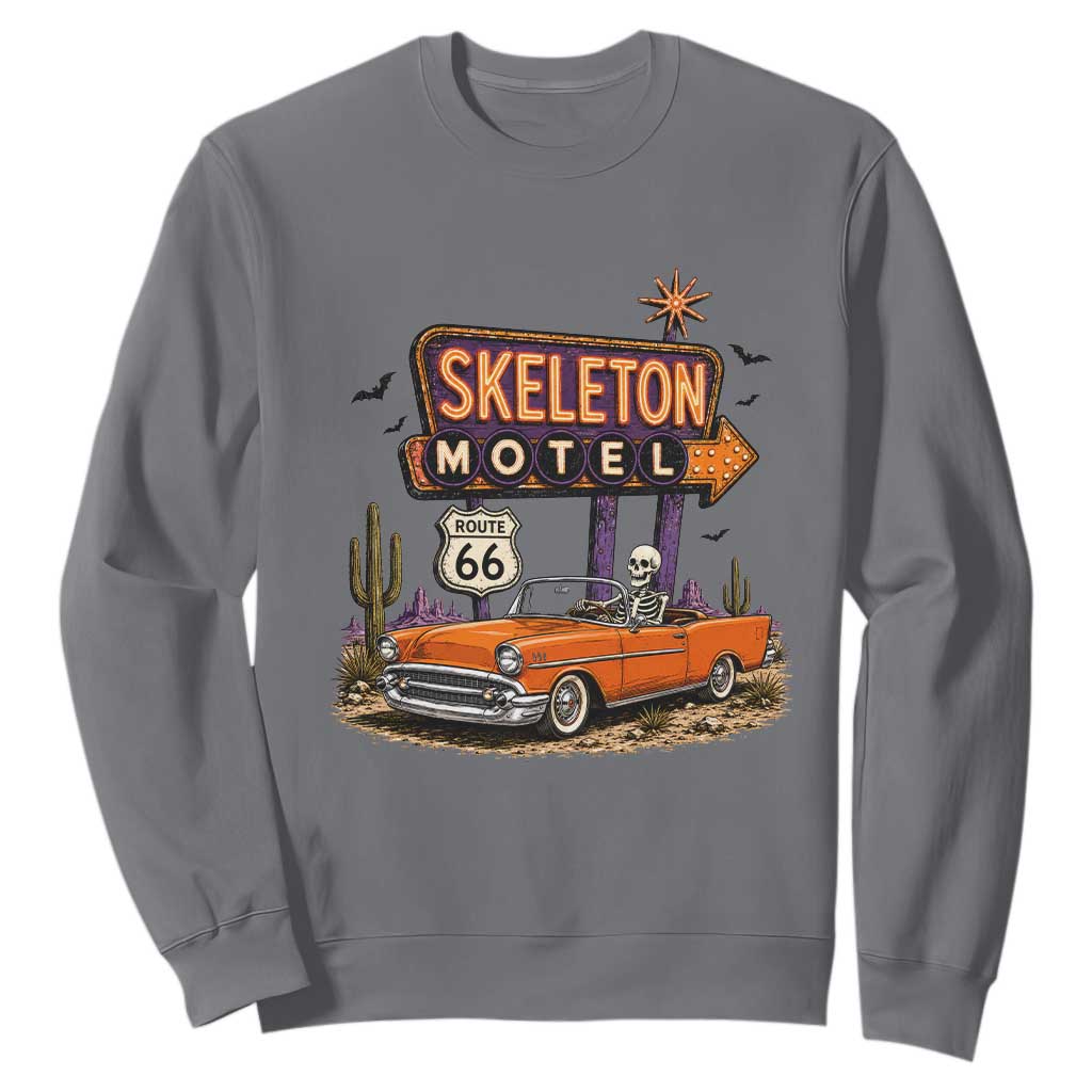 Skeleton Motel Halloween Route Highway 66 Sweatshirt Spooky Road Trip