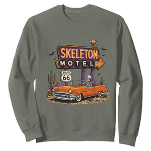Skeleton Motel Halloween Route Highway 66 Sweatshirt Spooky Road Trip