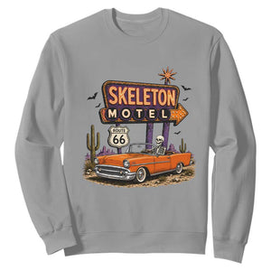 Skeleton Motel Halloween Route Highway 66 Sweatshirt Spooky Road Trip
