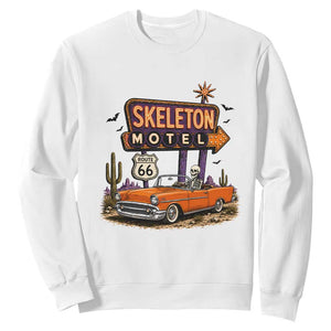 Skeleton Motel Halloween Route Highway 66 Sweatshirt Spooky Road Trip