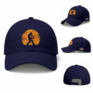 Funny Halloween Bigfoot Pumpkin Baseball Cap Spooky Cryptid Autumn Gift