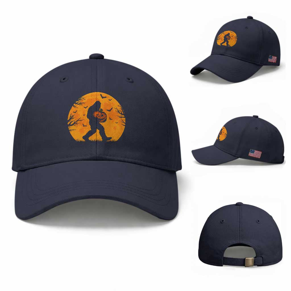 Funny Halloween Bigfoot Pumpkin Baseball Cap Spooky Cryptid Autumn Gift