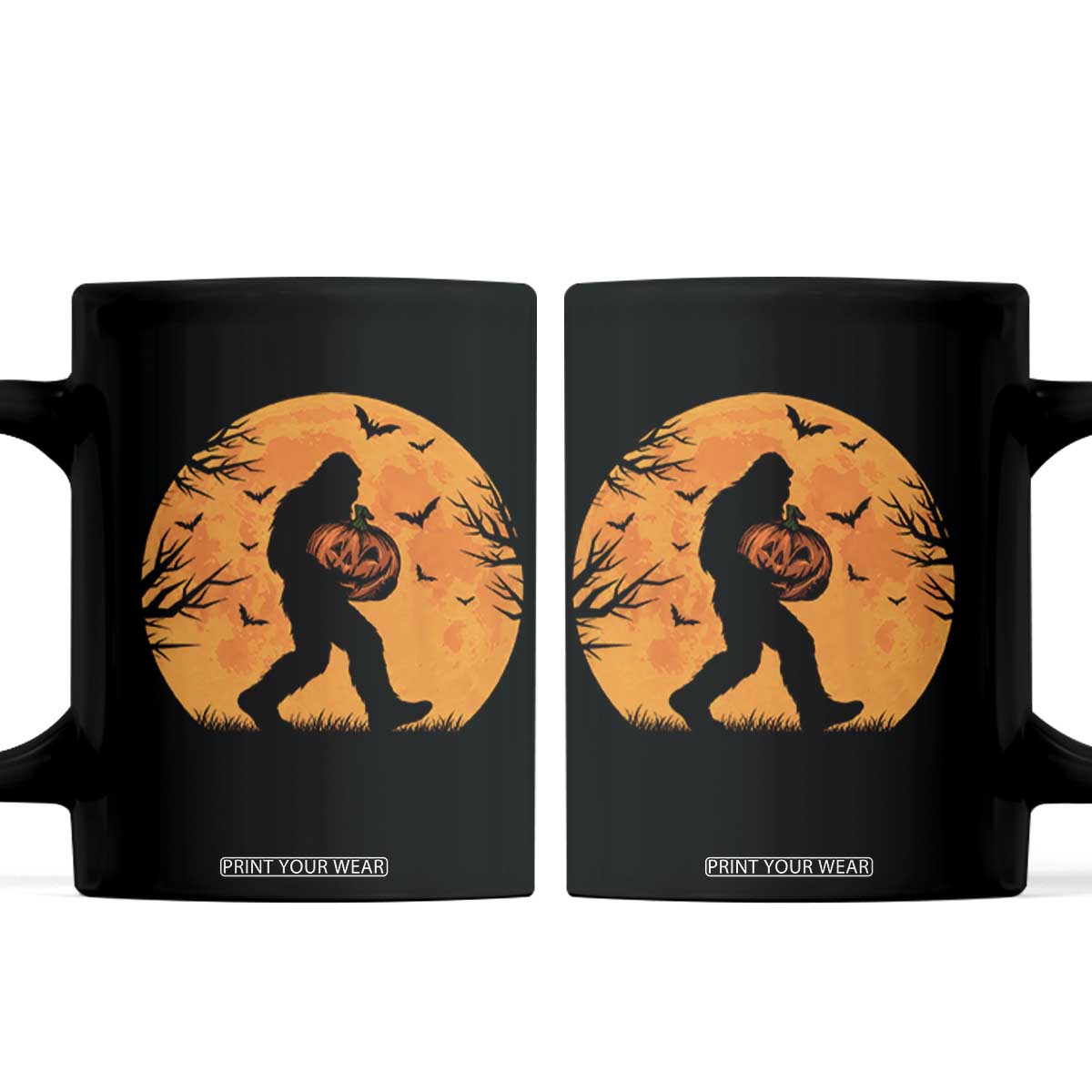 Funny Halloween Bigfoot Pumpkin Coffee Mug Spooky Cryptid Autumn Gift
