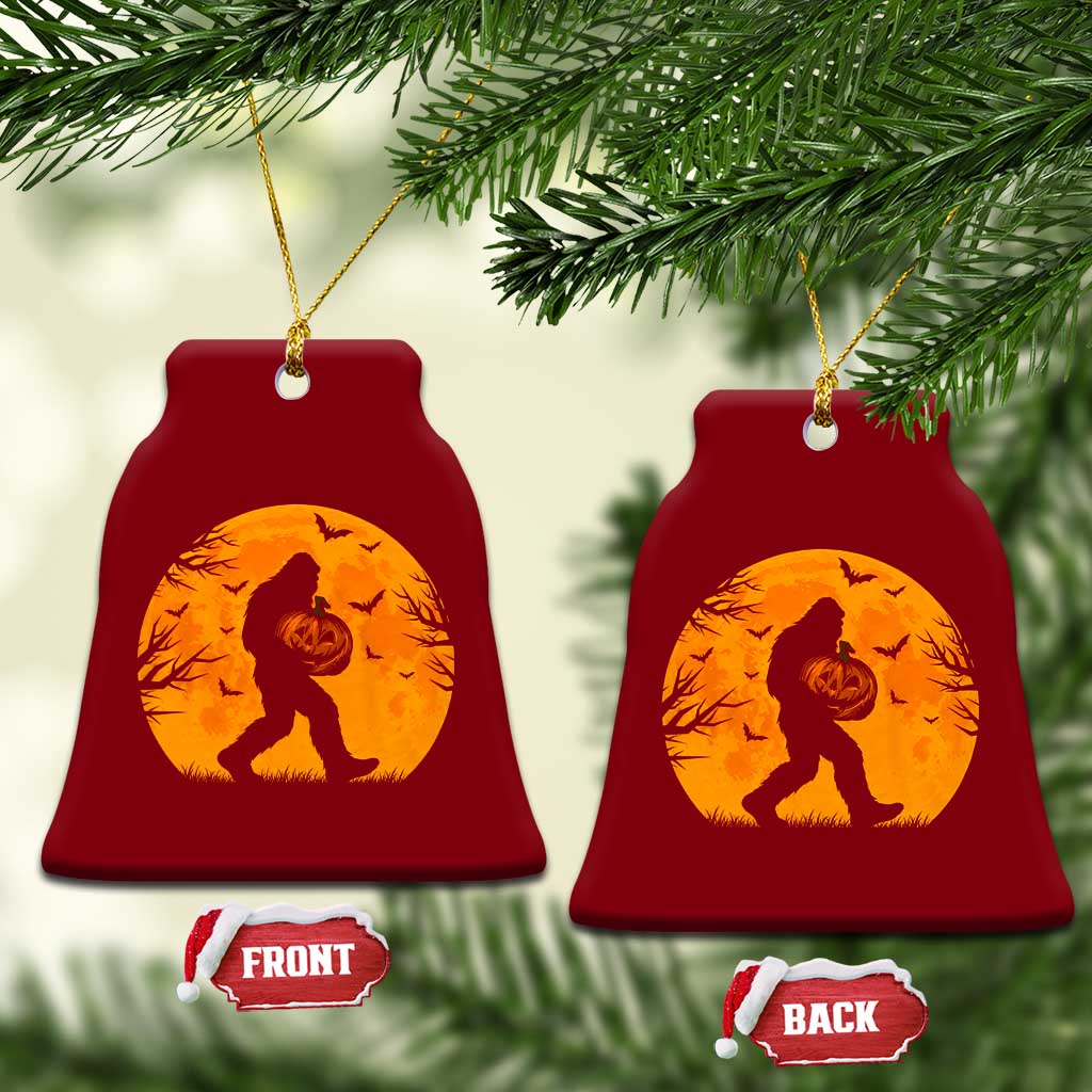 Funny Halloween Bigfoot Pumpkin Ceramic Ornament Spooky Cryptid Autumn Gift