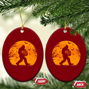 Funny Halloween Bigfoot Pumpkin Ceramic Ornament Spooky Cryptid Autumn Gift