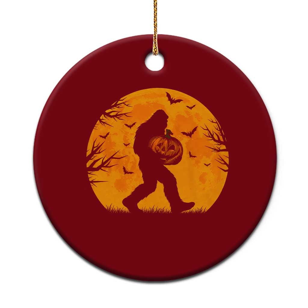 Funny Halloween Bigfoot Pumpkin Ceramic Ornament Spooky Cryptid Autumn Gift
