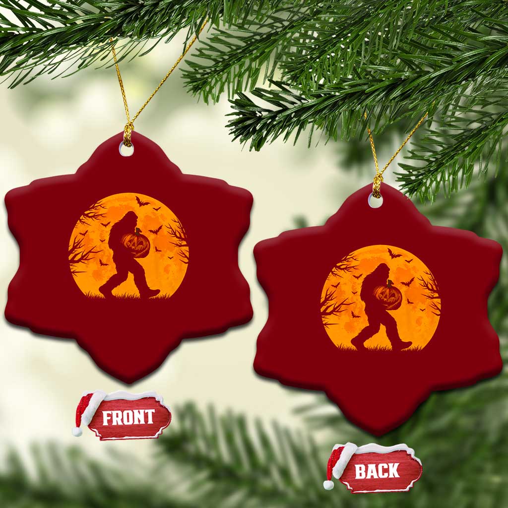 Funny Halloween Bigfoot Pumpkin Ceramic Ornament Spooky Cryptid Autumn Gift