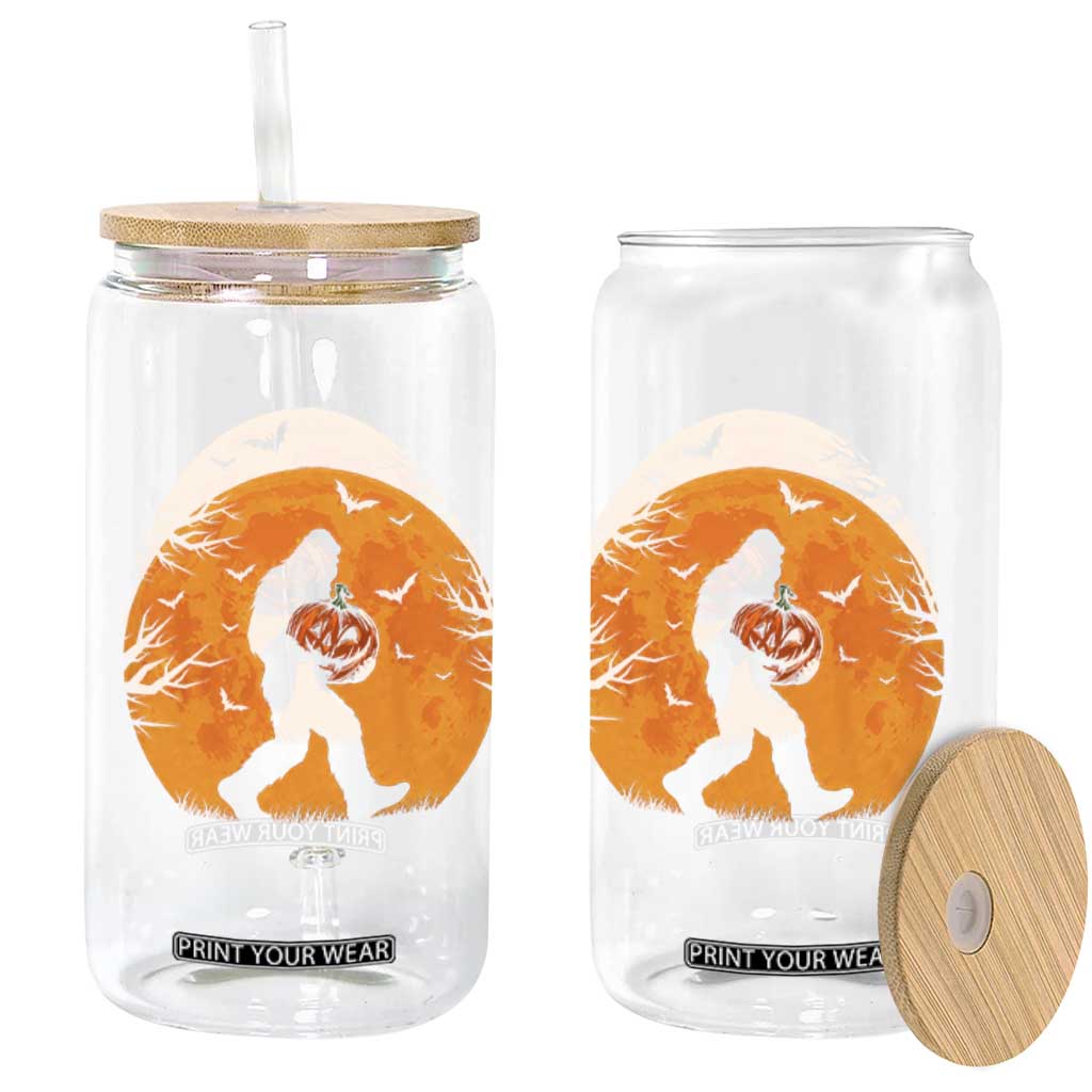 Funny Halloween Bigfoot Pumpkin Glass Can Spooky Cryptid Autumn Gift