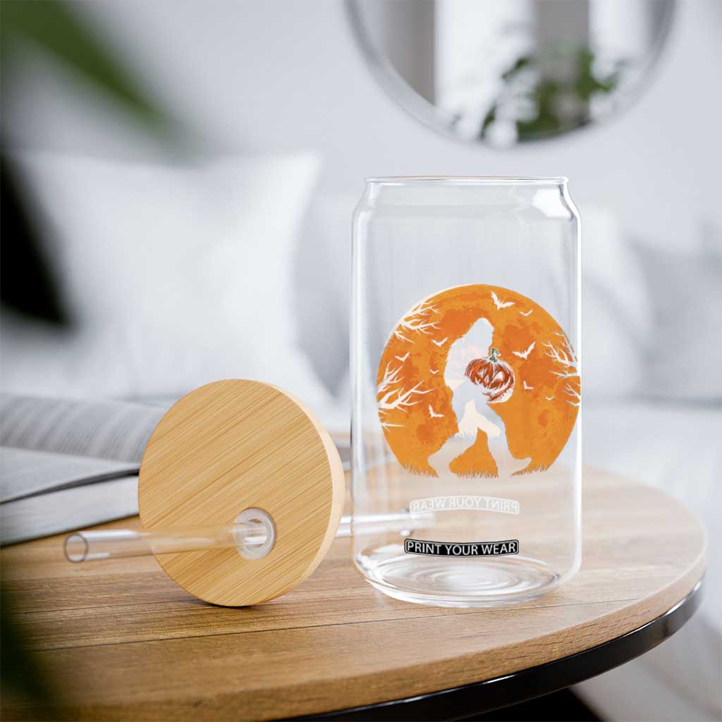 Funny Halloween Bigfoot Pumpkin Glass Can Spooky Cryptid Autumn Gift