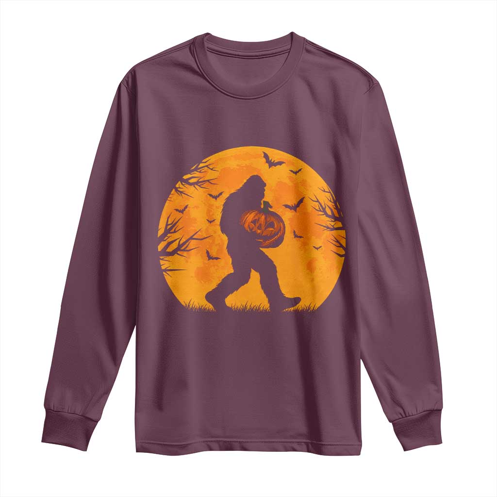 Funny Halloween Bigfoot Pumpkin Long Sleeve Shirt Spooky Cryptid Autumn Gift
