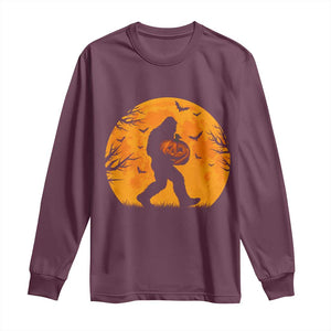 Funny Halloween Bigfoot Pumpkin Long Sleeve Shirt Spooky Cryptid Autumn Gift