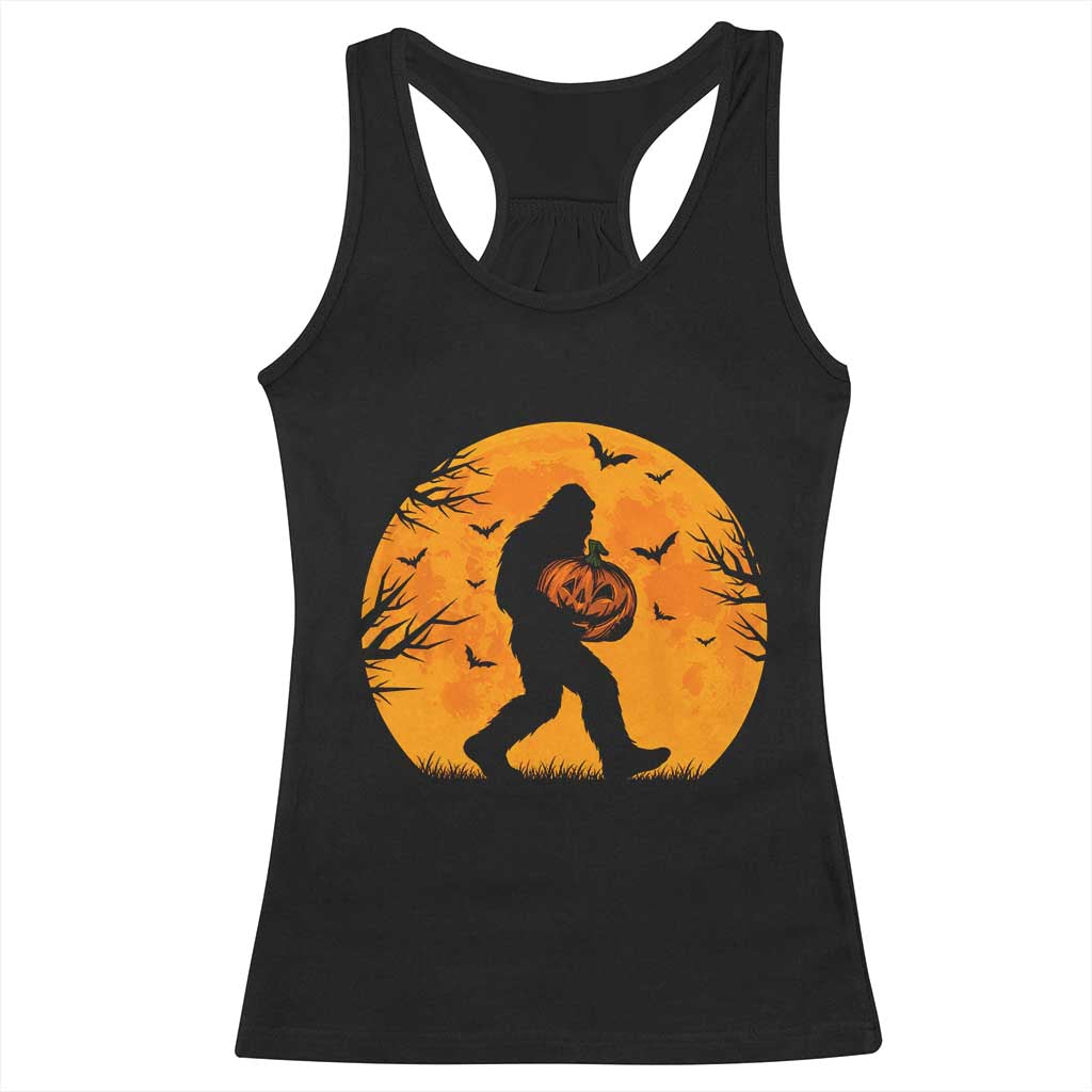 Funny Halloween Bigfoot Pumpkin Racerback Tank Top Spooky Cryptid Autumn Gift