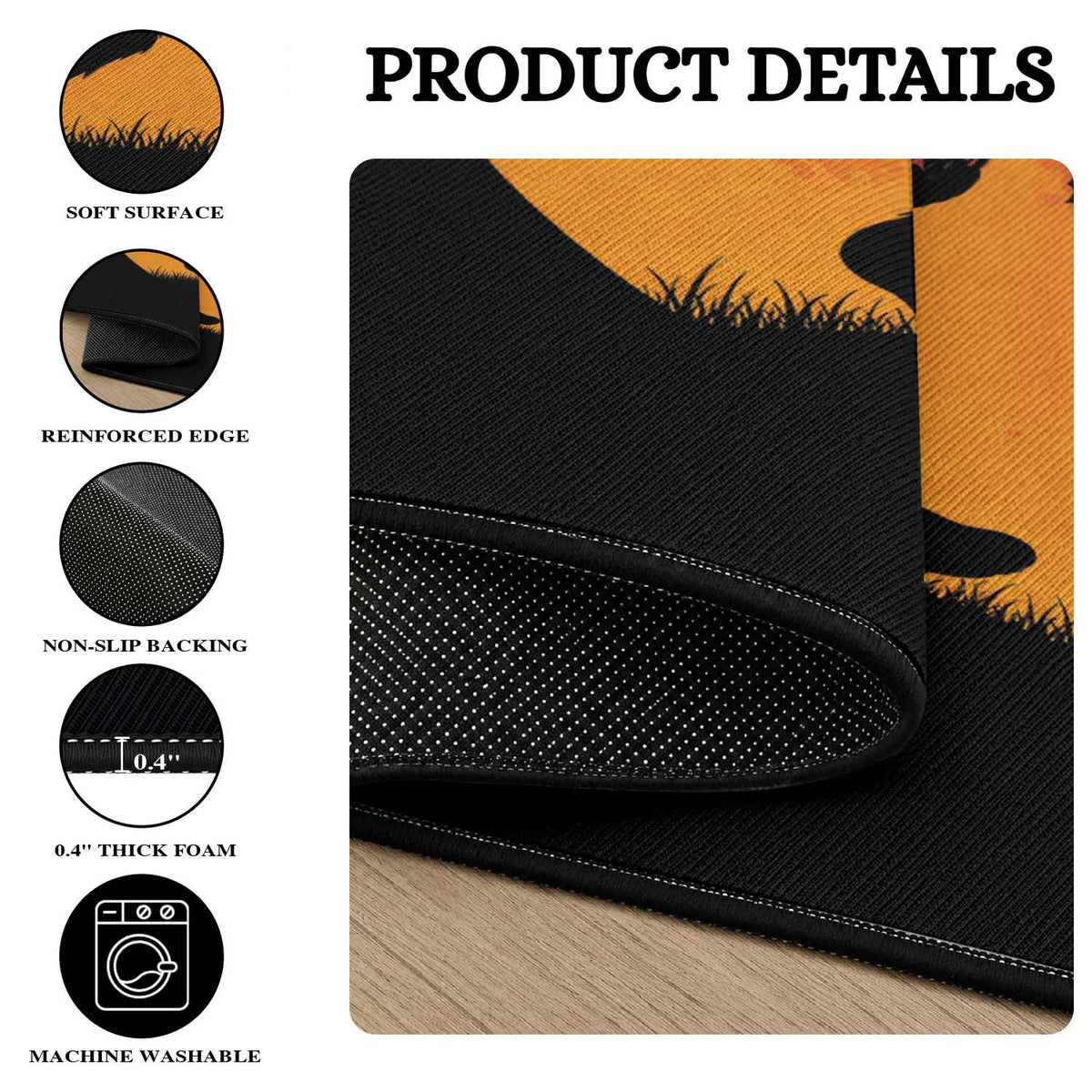 Funny Halloween Bigfoot Pumpkin Round Rug Spooky Cryptid Autumn Gift