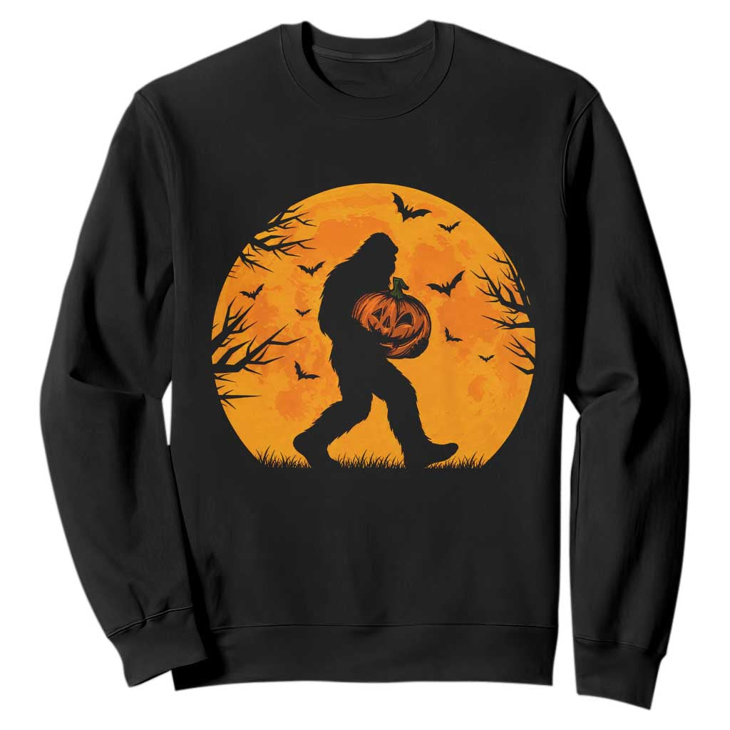 Funny Halloween Bigfoot Pumpkin Sweatshirt Spooky Cryptid Autumn Gift