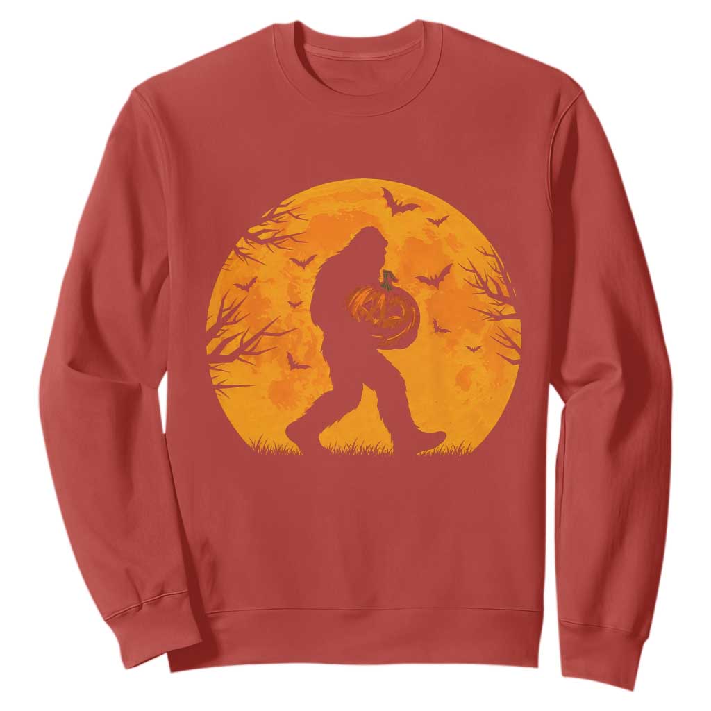 Funny Halloween Bigfoot Pumpkin Sweatshirt Spooky Cryptid Autumn Gift