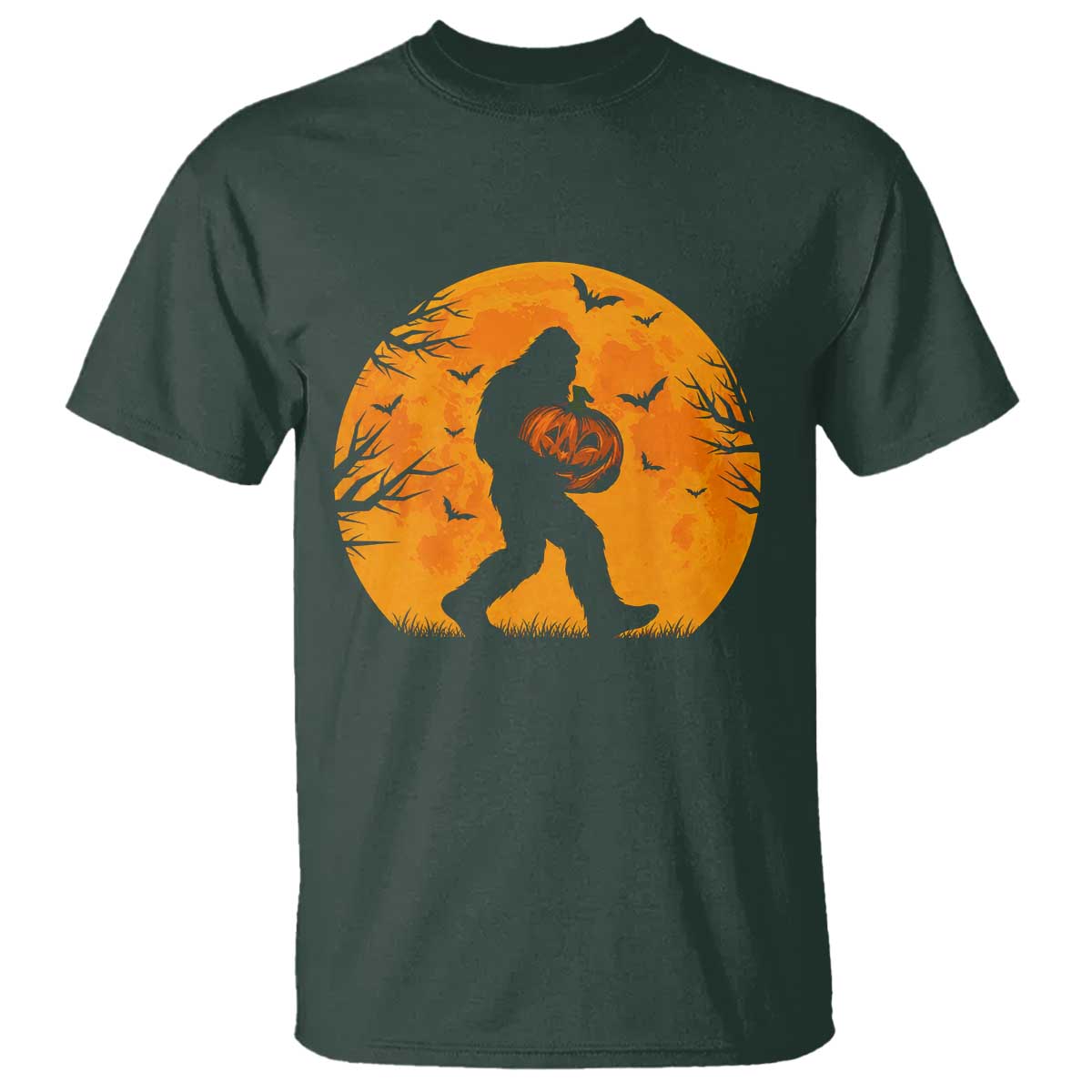 Funny Halloween Bigfoot Pumpkin T Shirt Spooky Cryptid Autumn Gift