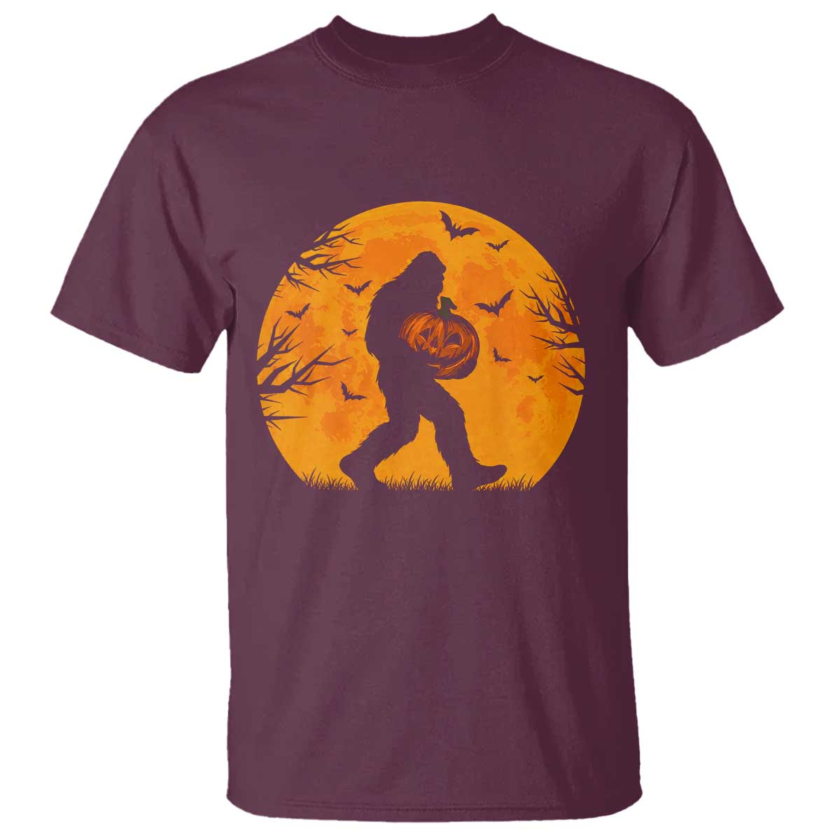 Funny Halloween Bigfoot Pumpkin T Shirt Spooky Cryptid Autumn Gift