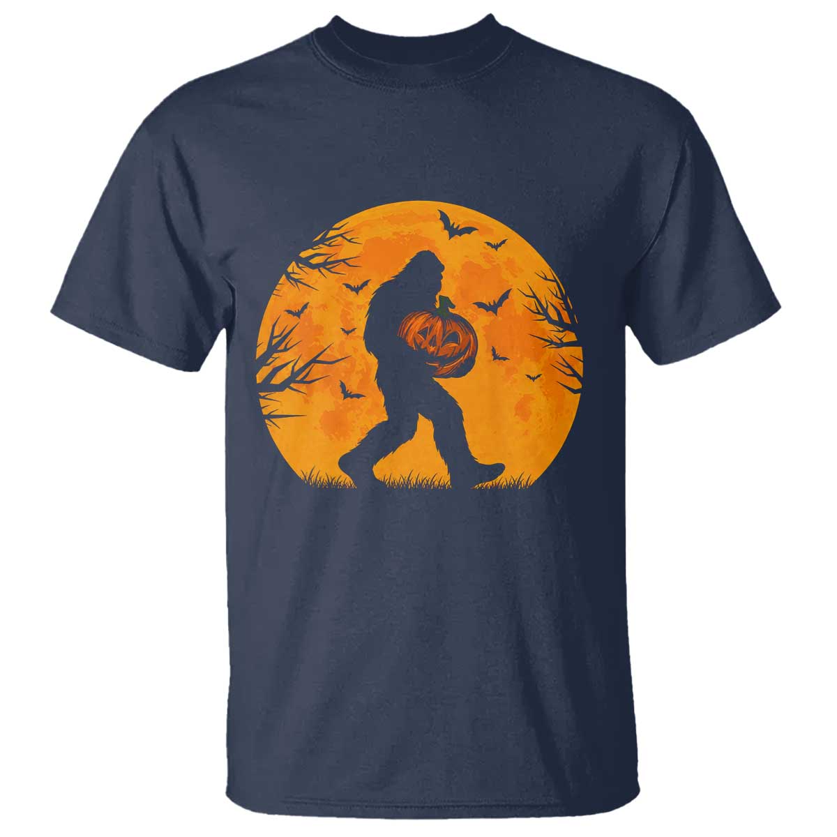 Funny Halloween Bigfoot Pumpkin T Shirt Spooky Cryptid Autumn Gift