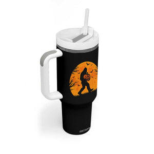 Funny Halloween Bigfoot Pumpkin Tumbler With Handle Spooky Cryptid Autumn Gift