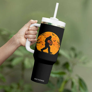 Funny Halloween Bigfoot Pumpkin Tumbler With Handle Spooky Cryptid Autumn Gift