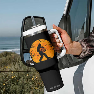 Funny Halloween Bigfoot Pumpkin Tumbler With Handle Spooky Cryptid Autumn Gift