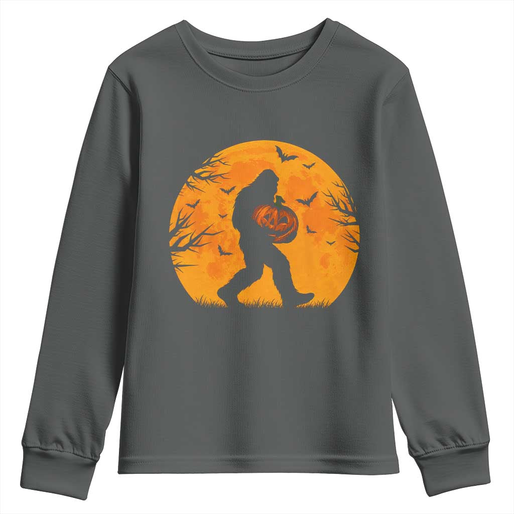 Funny Halloween Bigfoot Pumpkin Youth Sweatshirt Spooky Cryptid Autumn Gift