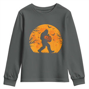 Funny Halloween Bigfoot Pumpkin Youth Sweatshirt Spooky Cryptid Autumn Gift