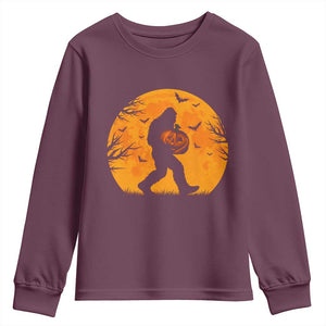 Funny Halloween Bigfoot Pumpkin Youth Sweatshirt Spooky Cryptid Autumn Gift
