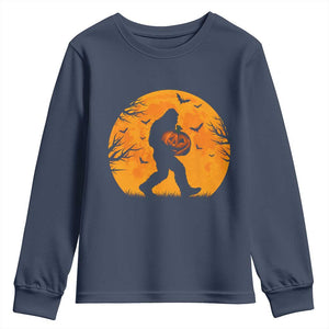 Funny Halloween Bigfoot Pumpkin Youth Sweatshirt Spooky Cryptid Autumn Gift