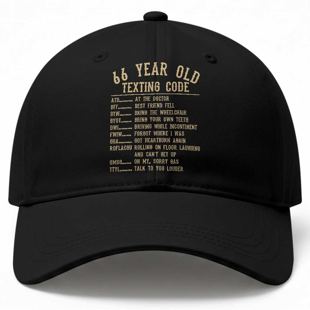 Funny 66 Year Old Texting Code Baseball Cap Senior Citizen 66th Birthday Gift