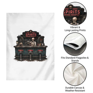 Skeleton Bartender Halloween Haunted Bar Garden Flag Spirits Served Nightly Bar Lover