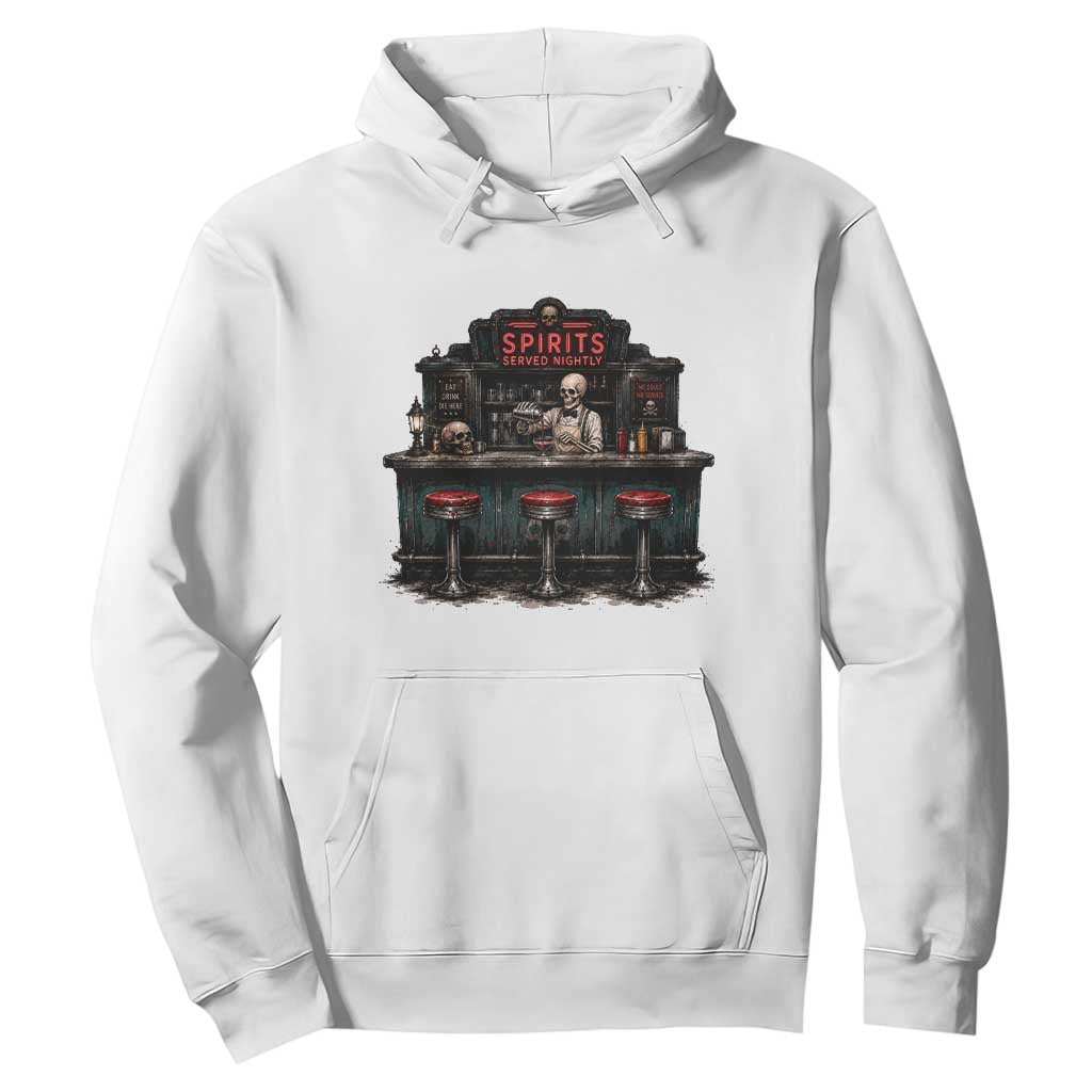Skeleton Bartender Halloween Haunted Bar Hoodie Spirits Served Nightly Bar Lover