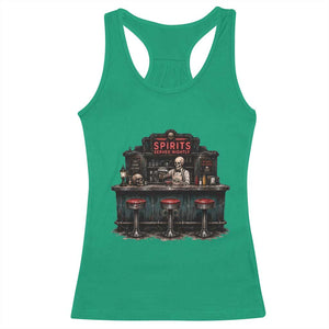 Skeleton Bartender Halloween Haunted Bar Racerback Tank Top Spirits Served Nightly Bar Lover