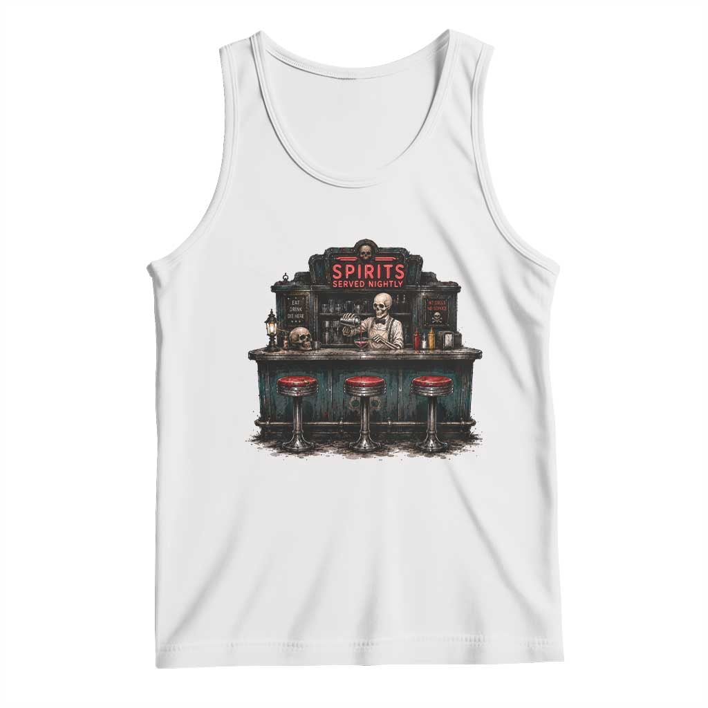 Skeleton Bartender Halloween Haunted Bar Tank Top Spirits Served Nightly Bar Lover
