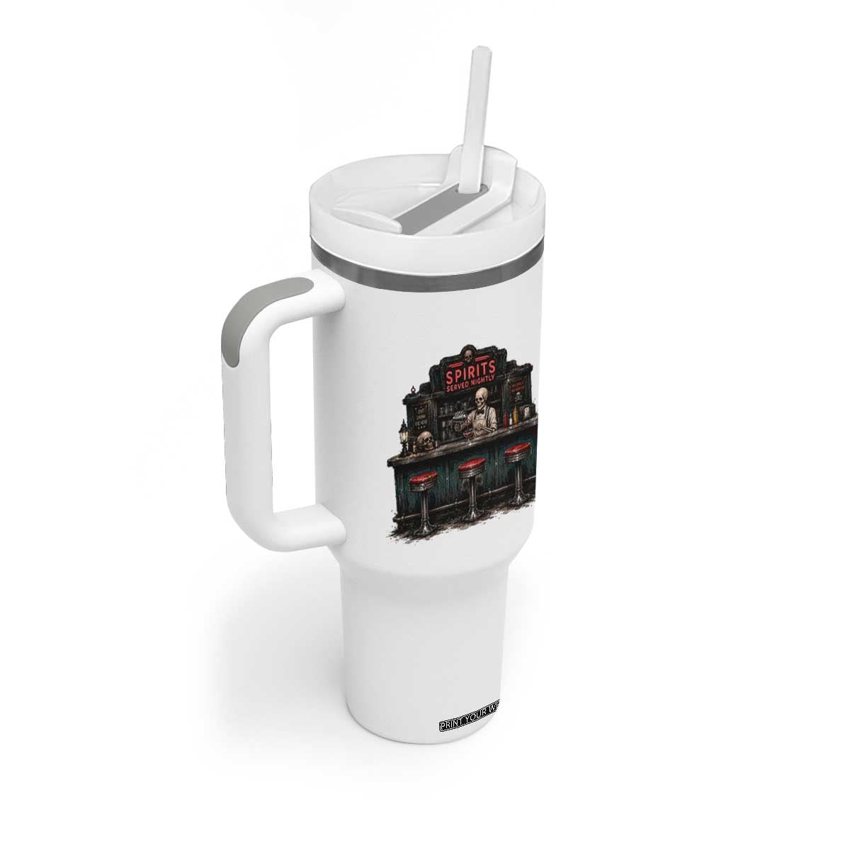 Skeleton Bartender Halloween Haunted Bar Tumbler With Handle Spirits Served Nightly Bar Lover