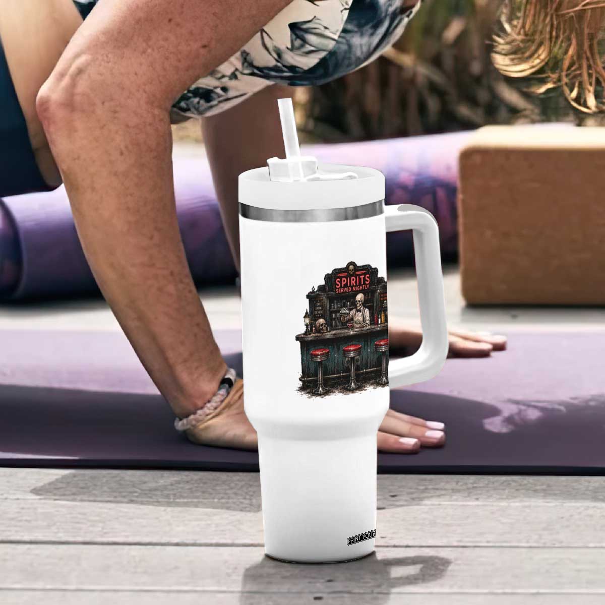 Skeleton Bartender Halloween Haunted Bar Tumbler With Handle Spirits Served Nightly Bar Lover