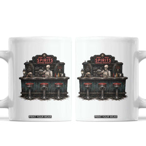 Skeleton Bartender Halloween Haunted Bar Coffee Mug Spirits Served Nightly Bar Lover