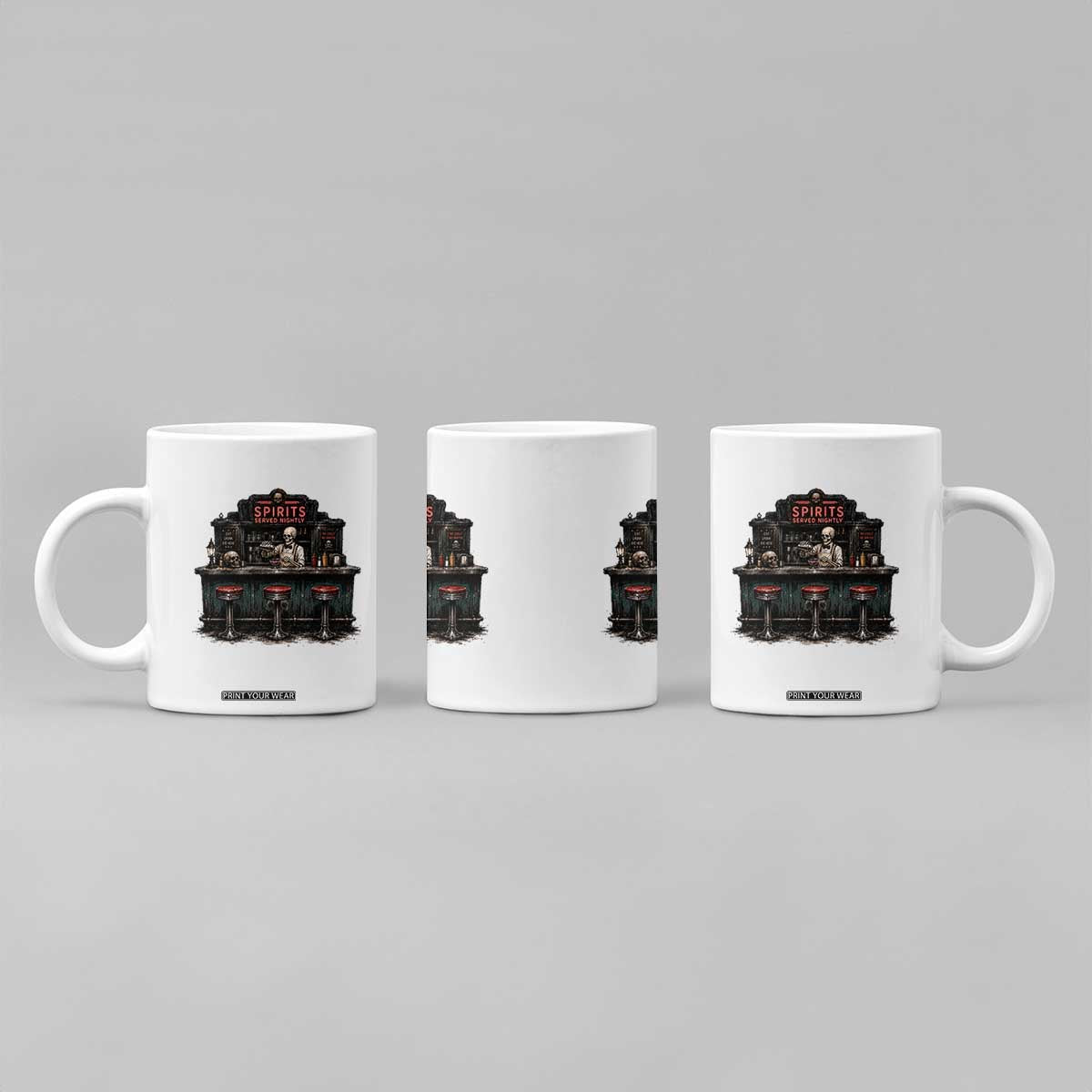 Skeleton Bartender Halloween Haunted Bar Coffee Mug Spirits Served Nightly Bar Lover