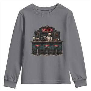 Skeleton Bartender Halloween Haunted Bar Youth Sweatshirt Spirits Served Nightly Bar Lover