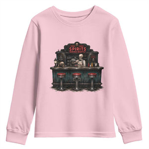 Skeleton Bartender Halloween Haunted Bar Youth Sweatshirt Spirits Served Nightly Bar Lover