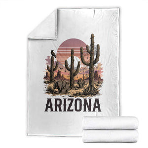 Arizona Halloween Retro Desert Cactus Throw Blanket Grand Canyon State Spooky Sunset